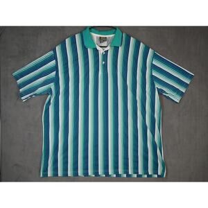 Chip Beck Shirt Mens 3XL Collection Polo Short Sleeve Green Striped Vintage